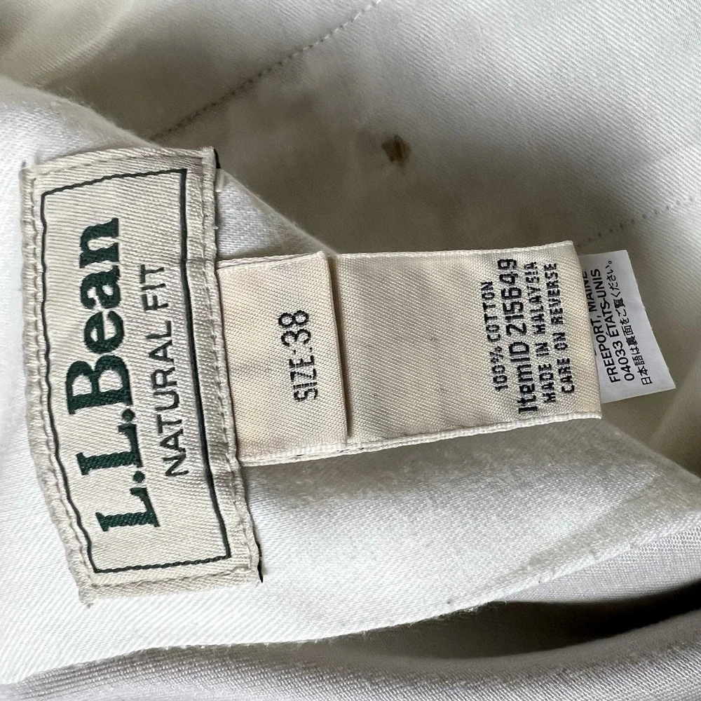LL Bean Mens Chino Shorts Size 38 Khaki Wrinkle Free Double L Natural Fit